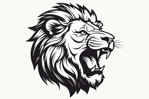 Roaring lion head icon sticker clipart illustration and esports mascot logo concept