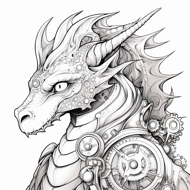 The Roaring Royalty A Monochrome Coloring Adventure with Steampunk Dragons and Priceless Treasures