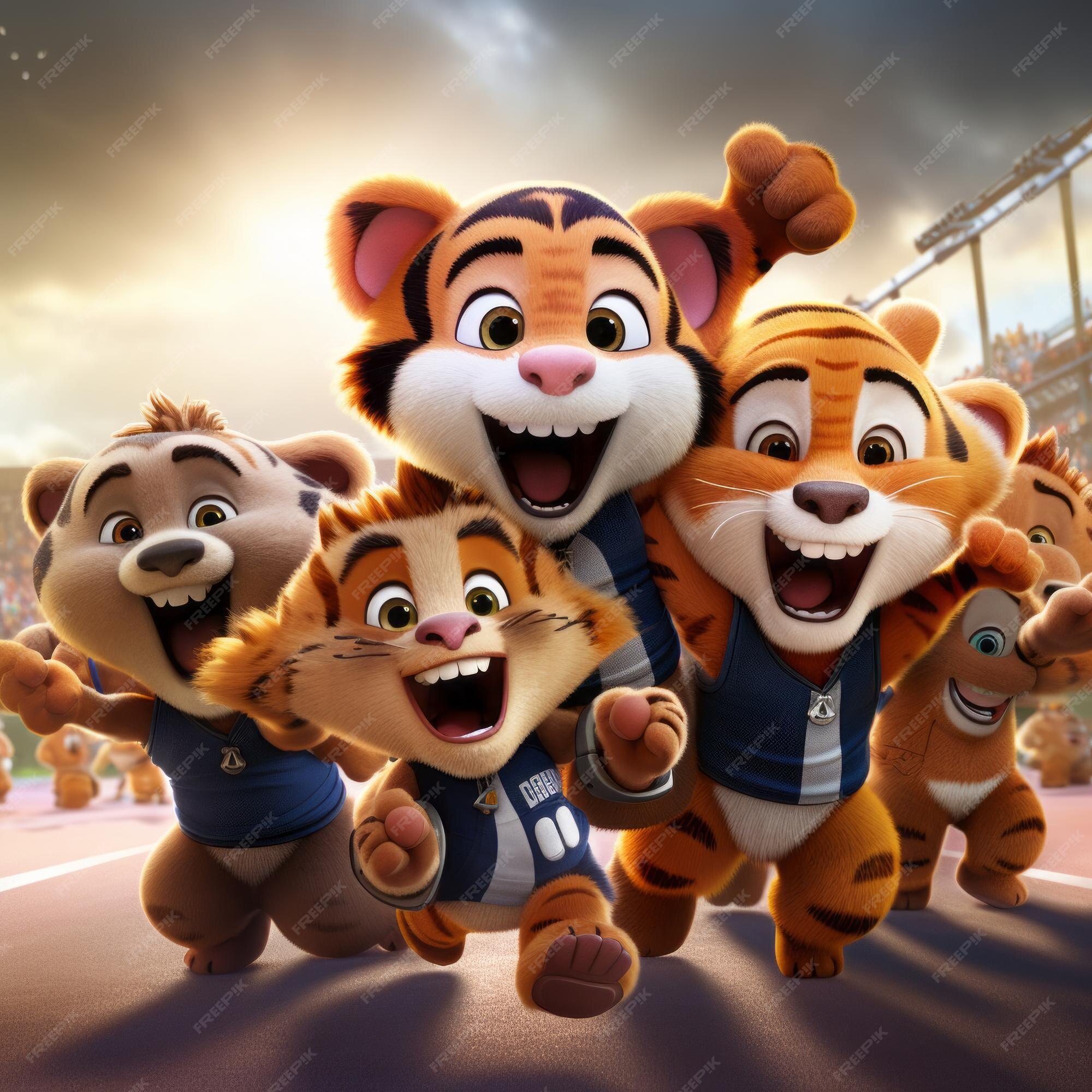 Premium AI Image | The Roaring Support Football Teammates of Tigers and 