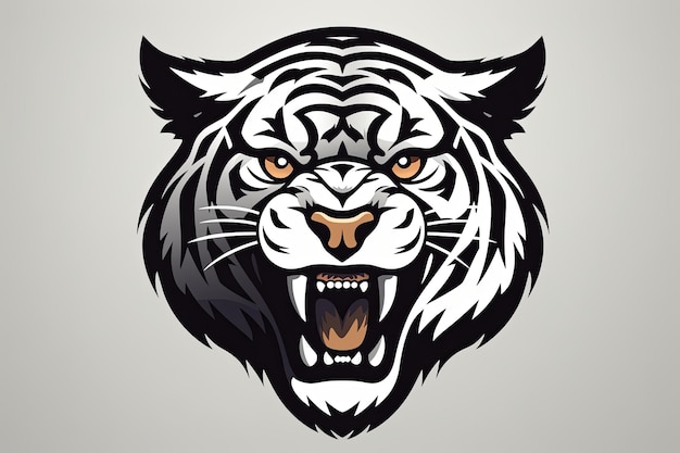 Roaring Tiger head icon sticker clipart illustratie en esports mascotte logo concept