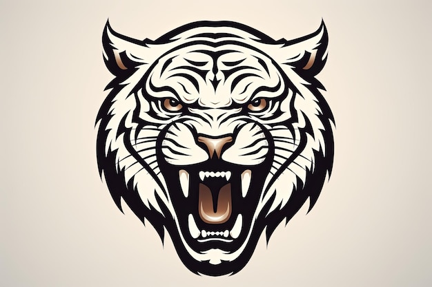 Roaring Tiger head icon sticker clipart illustration and esports mascot logo concept