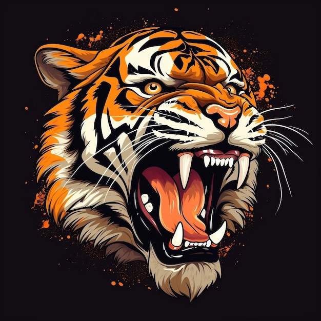 Roaring tiger head vector illustration