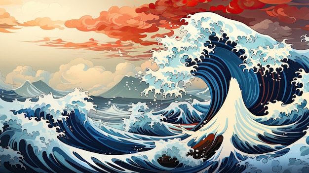 Roaring Wave Ukiyoe