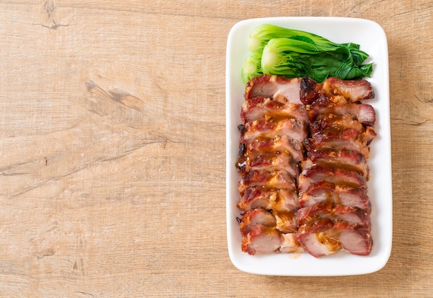 roast barbecue red pork  with sauce