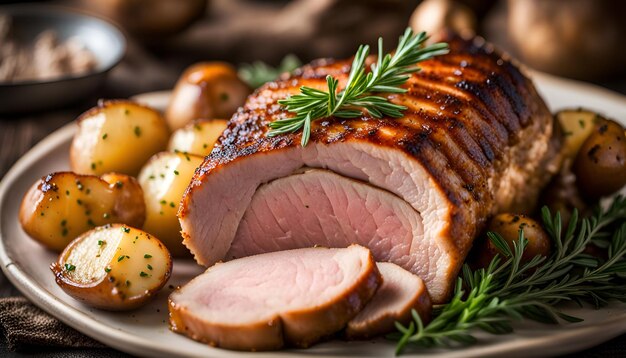 Roast BoneIn Pork Loin With Potatoes