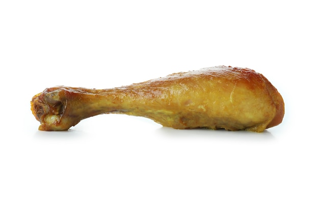 Roast chicken drumstick isolated on white background