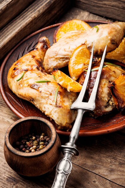 Roast chicken with orange