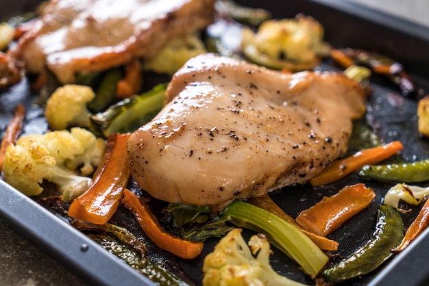 roast chicken with vegetable