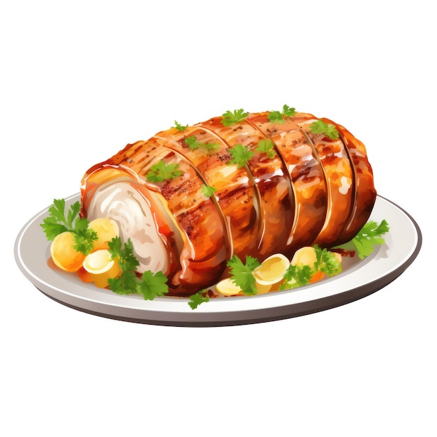 roast pork on a white background