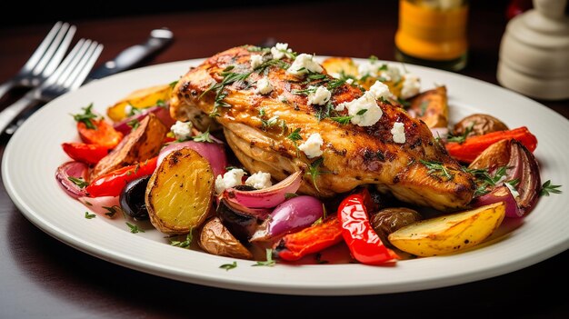 Roast poultry with sweet potatoes and garlic