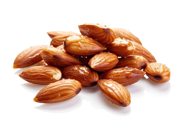 Roasted Almonds with The Sliceds On White Background