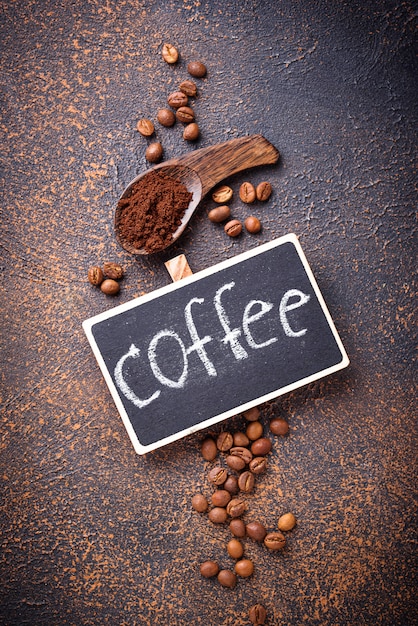 roasted beans and ground coffee