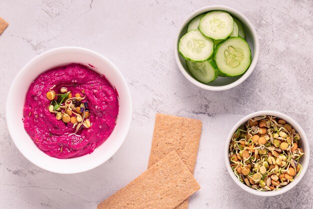 Roasted Beet Hummus in a bowl