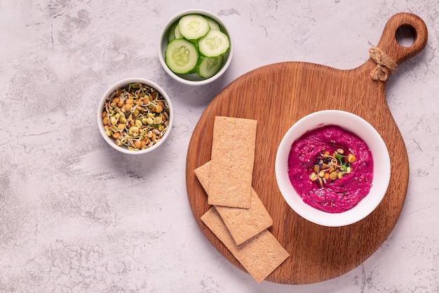 Roasted Beet Hummus in a bowl