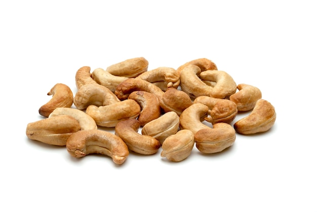 Roasted cashew nuts isolated on white background