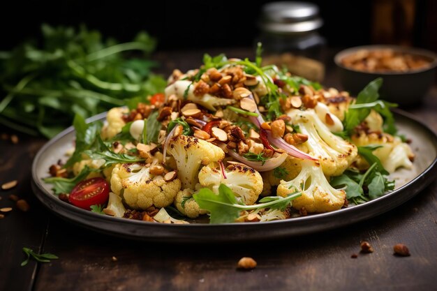 Photo roasted cauliflower salad vegan recipe vegan food