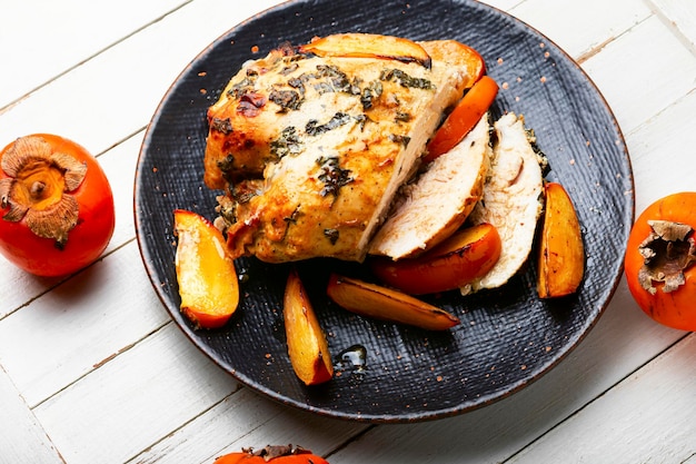 Roasted chicken breast with persimmon