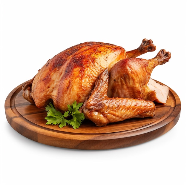 Roasted chicken isolated on white