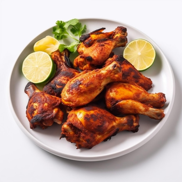 Roasted chicken on a plate grilled chicken wings Indian spiced grilled chicken Tandoori