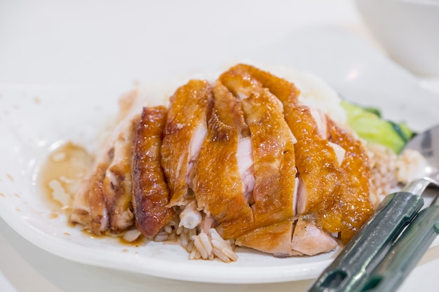 Roasted chicken rice, singapore style