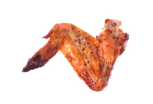 Roasted chicken wing isolated on white background