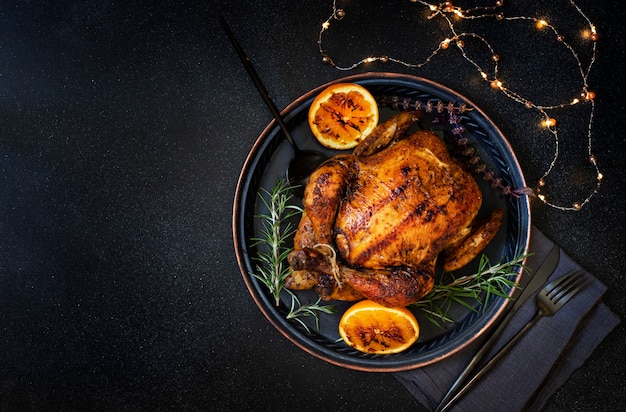 Roasted chicken with orange and rosemary