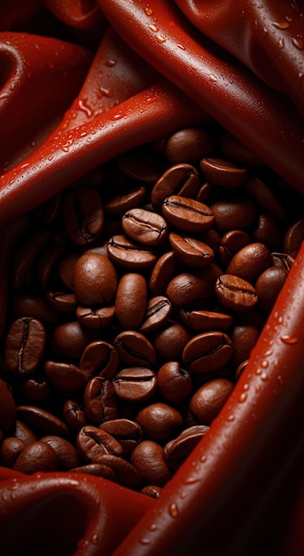 Roasted coffee beans background brown roasted coffee beans closeup on dark background