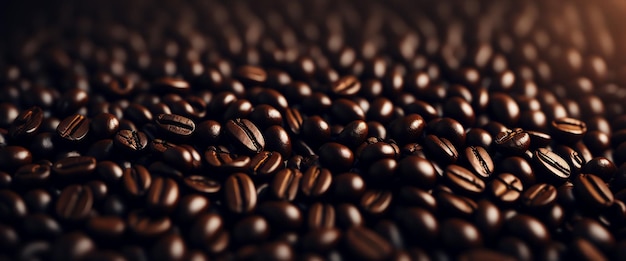 Roasted coffee beans background Close up of coffee beans background