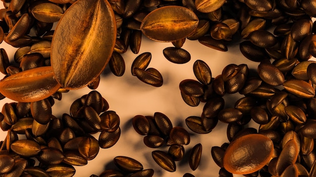 Roasted coffee beans background Coffee Background 3d illustration