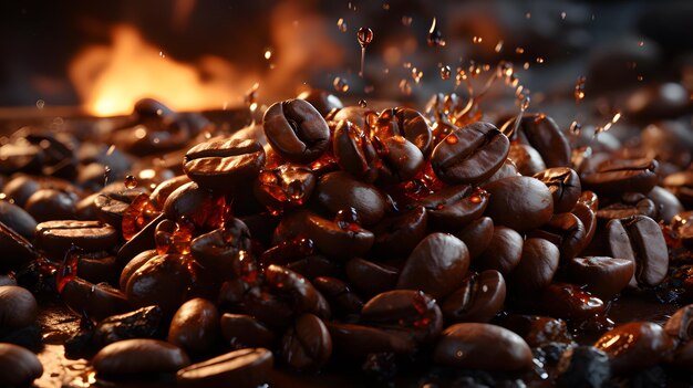 Roasted coffee beans background generative ai