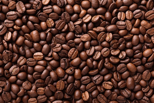 焙煎コーヒー豆の背景テクスチャとコピー空間の平面図