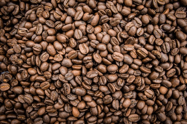 Fondo e struttura dei chicchi di caffè arrostiti