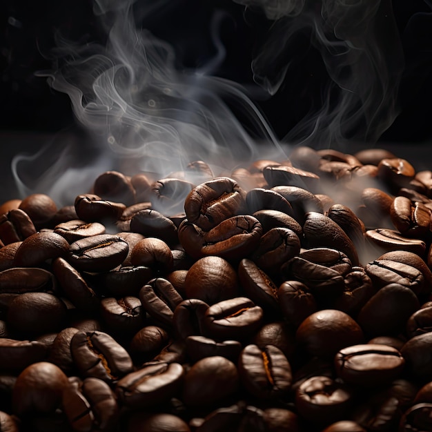 Roasted Coffee Beans in the Center of a Minimalist Plain Background