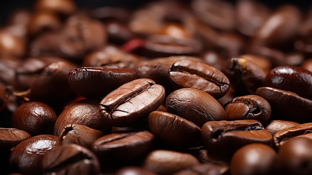 Roasted coffee beans close up background