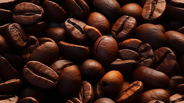 Roasted coffee beans close up