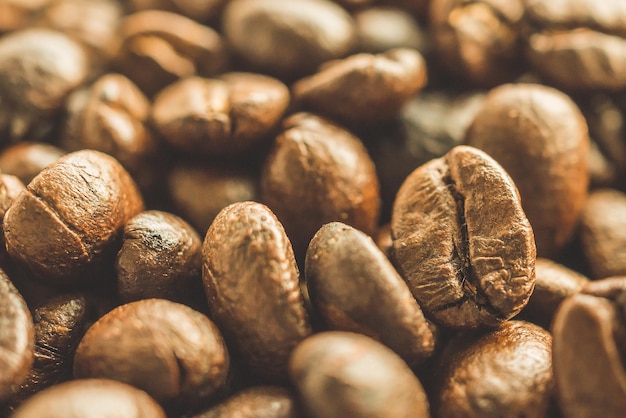 Roasted coffee beans closeup background