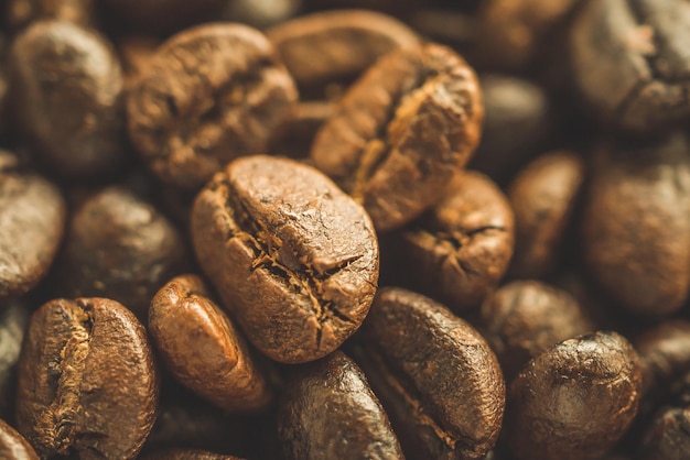 ローストコーヒー豆のクローズアップの背景