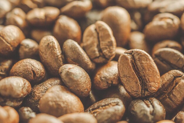 Roasted coffee beans closeup background