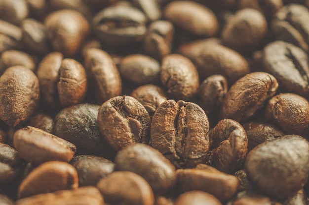 Roasted coffee beans closeup background