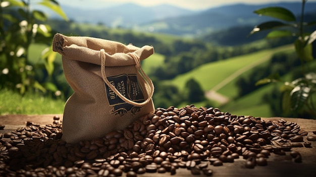 roasted coffee beans in a coffee plantation