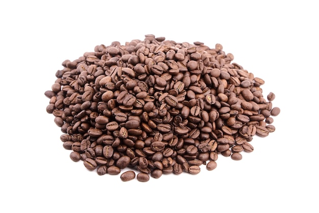 Roasted coffee beans isolated on white background