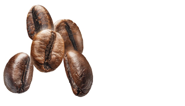Roasted coffee beans isolates on a white background