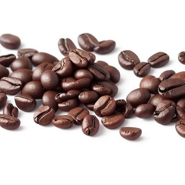 roasted coffee beans on table isolated white background