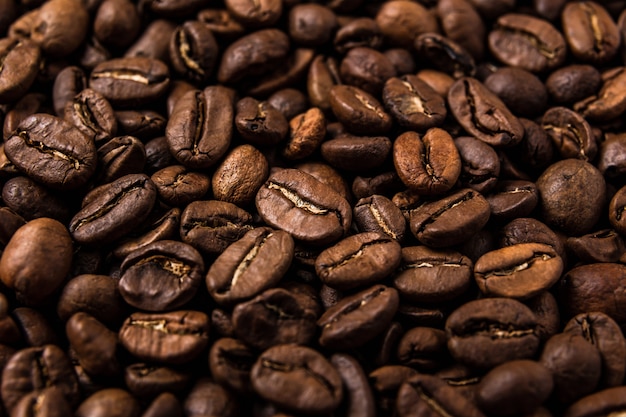 Roasted coffee beans on the table