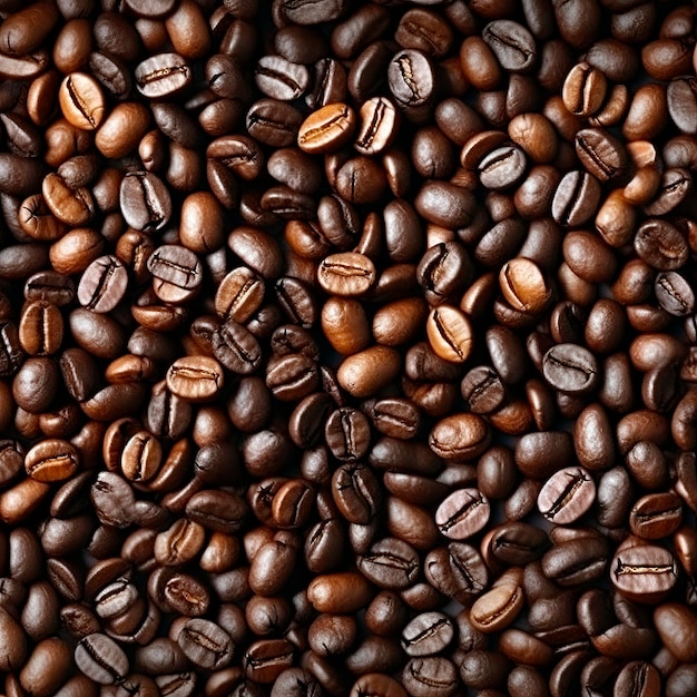 Roasted coffee beans texture Close up background Ai Generative illustration