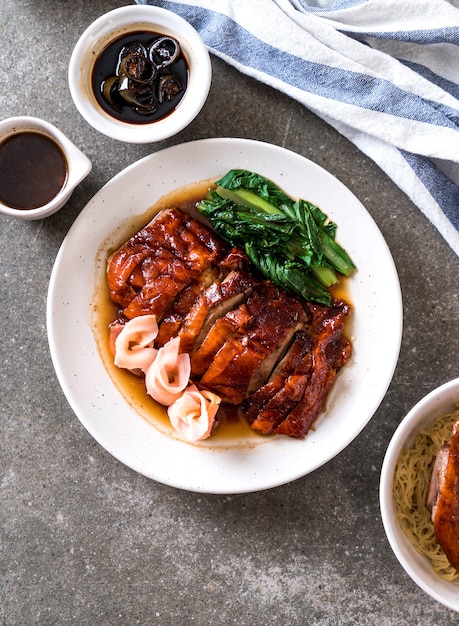 roasted duck on table