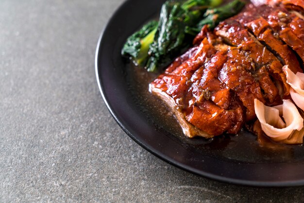 roasted duck on table