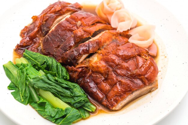 roasted duck on white background