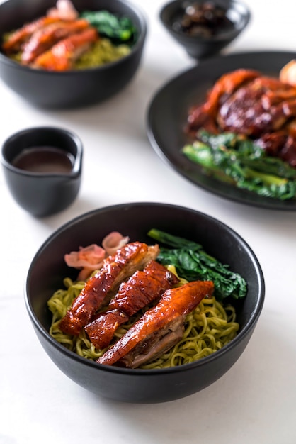 roasted duck with vegetable noodles