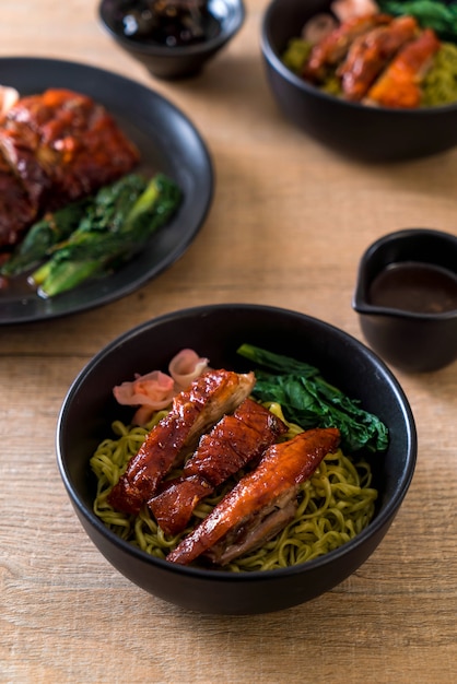 roasted duck with vegetable noodles